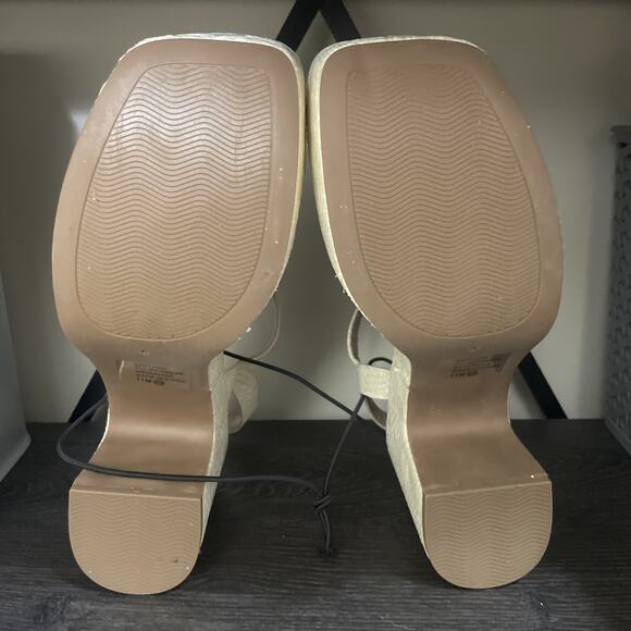 Pop Applaud Natural High Heeled Woven Sandals Sz 11 M Buckle $75 NWT - Picture 6 of 7